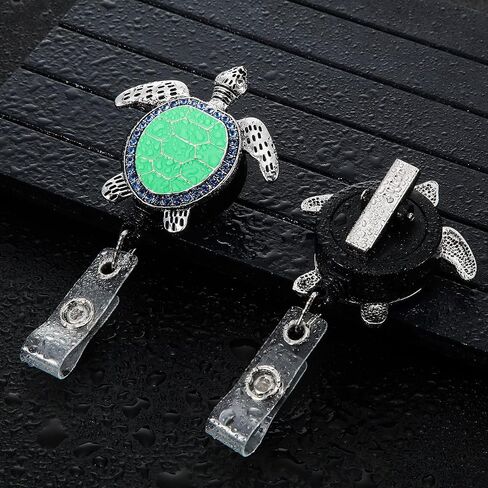4 Pieces Turtle Badge Reel Retractable ID Badge Holder Sea Turtle ID Badge Reel with Alligator Clip Decorative ID Badge Reel for Office Worker Nurse Teacher Student Volunteer, 4 Colors in Saudi Arabia