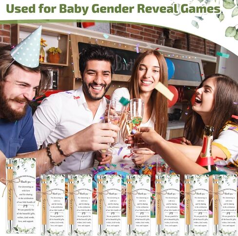 Yeaqee 50 Sets Woodland Safari Baby Shower Gifts for Guest Greenery Woodland Baby Shower Favors Retractable Pens Bamboo Pens Gender Reveal Greeting Cards Souvenirs Prizes in Saudi Arabia