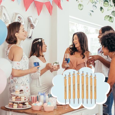 Yeaqee 50 Sets Woodland Safari Baby Shower Gifts for Guest Greenery Woodland Baby Shower Favors Retractable Pens Bamboo Pens Gender Reveal Greeting Cards Souvenirs Prizes in Saudi Arabia