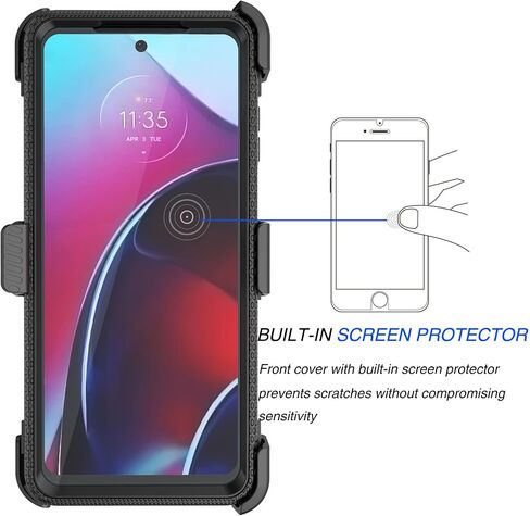 Tekcoo for Motorola Moto G Stylus | 2022 | 4G | XT2211 Case Holster Clip, [Tshell] Shock Absorbing [Built-in Screen] [Kickstand Locking Belt] Secure Swivel Defender Full Body Carrying Covers - Black in Saudi Arabia
