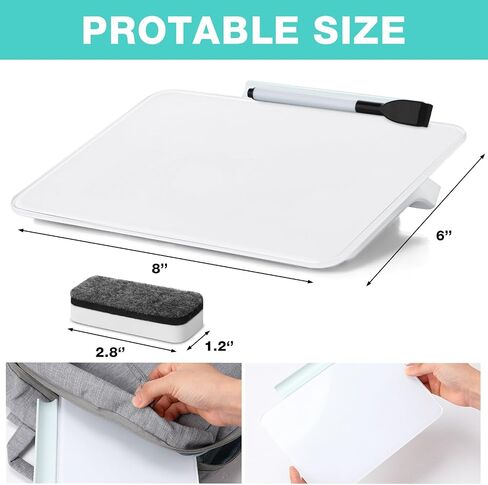 Fulmoon 2 Sets 8 x 6 Inches Small Glass Desktop Whiteboard with Accessories Dry Erase Board with Marker Pen Eraser Dry Erase Desk Pad Dry Erase Desktop Board for Office Home School Supplies, White in Saudi Arabia