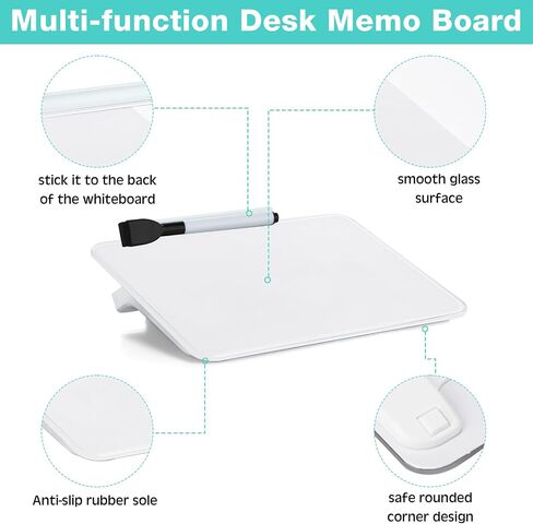 Fulmoon 2 Sets 8 x 6 Inches Small Glass Desktop Whiteboard with Accessories Dry Erase Board with Marker Pen Eraser Dry Erase Desk Pad Dry Erase Desktop Board for Office Home School Supplies, White in Saudi Arabia
