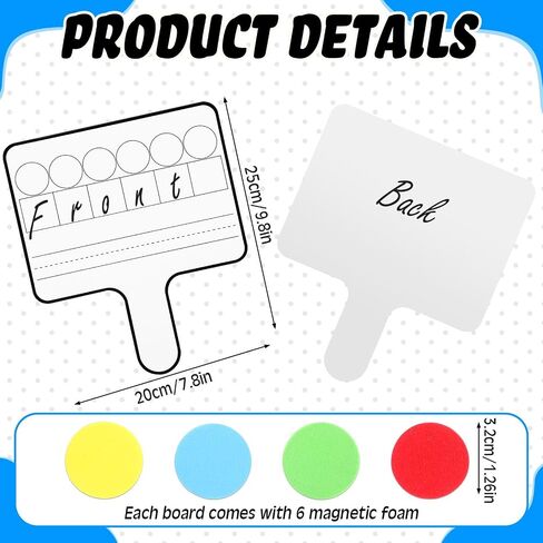 Seajan 9 Pcs Magnetic Paddle Set Education Dry Erase Double Side Handheld Answer Board with Magnetic Counters Discs Phonemic Awareness Phonics Games Toy for Students Kids Teaching Supply in Saudi Arabia
