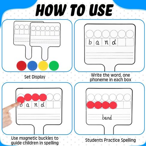Seajan 9 Pcs Magnetic Paddle Set Education Dry Erase Double Side Handheld Answer Board with Magnetic Counters Discs Phonemic Awareness Phonics Games Toy for Students Kids Teaching Supply in Saudi Arabia
