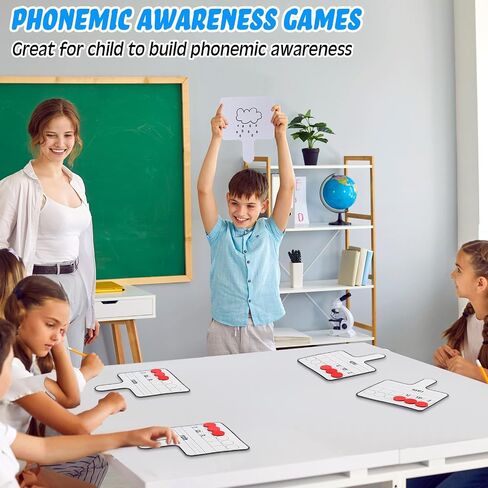 Seajan 9 Pcs Magnetic Paddle Set Education Dry Erase Double Side Handheld Answer Board with Magnetic Counters Discs Phonemic Awareness Phonics Games Toy for Students Kids Teaching Supply in Saudi Arabia