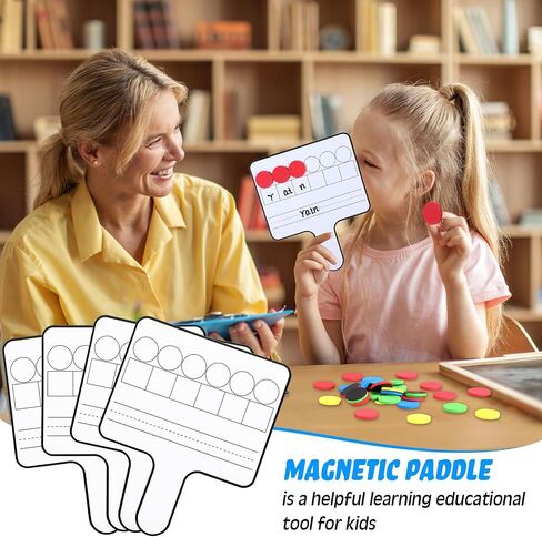 Seajan 9 Pcs Magnetic Paddle Set Education Dry Erase Double Side Handheld Answer Board with Magnetic Counters Discs Phonemic Awareness Phonics Games Toy for Students Kids Teaching Supply in Saudi Arabia