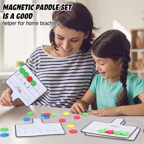 Seajan 9 Pcs Magnetic Paddle Set Education Dry Erase Double Side Handheld Answer Board with Magnetic Counters Discs Phonemic Awareness Phonics Games Toy for Students Kids Teaching Supply in Saudi Arabia