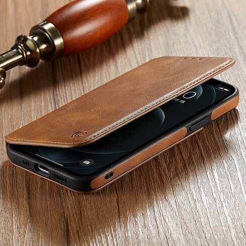 Casus Logo View Compatible with iPhone 14 Pro Max Wallet Case Slim Faux Leather with Card Holder Slot Thin Magnetic Flip Cover (2022) 6.7" (Black) in Saudi Arabia
