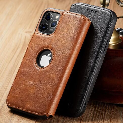Casus Logo View Compatible with iPhone 14 Pro Max Wallet Case Slim Faux Leather with Card Holder Slot Thin Magnetic Flip Cover (2022) 6.7" (Black) in Saudi Arabia