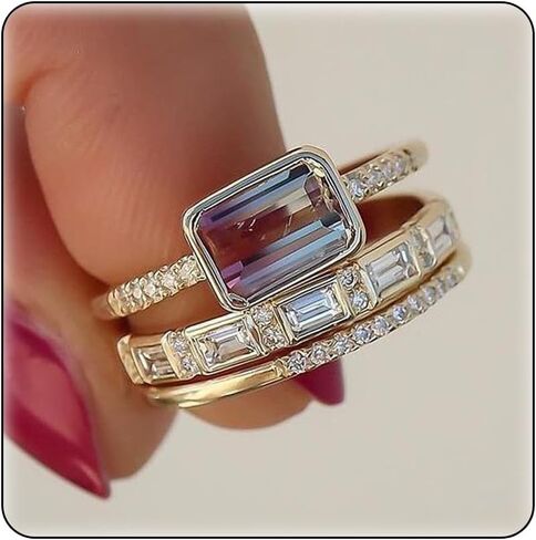 inenimartj خواتم الذهب تكويم للنساء غير تشويه العصرية مكعب زركونيا الإبهام الدائري مجموعة وعد خواتم الخطبة حجم 6-11 خواتم الذهب لذيذ للنساء الفتيات in Kuwait