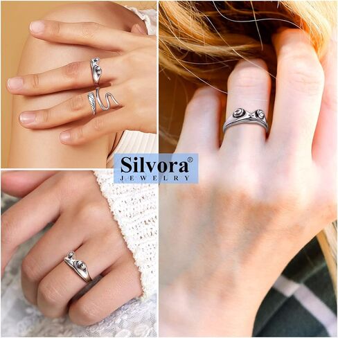 Silvora Sterling Silver Stacking Open Rings for Women Teens with Delicate Gift Packaging in Kuwait