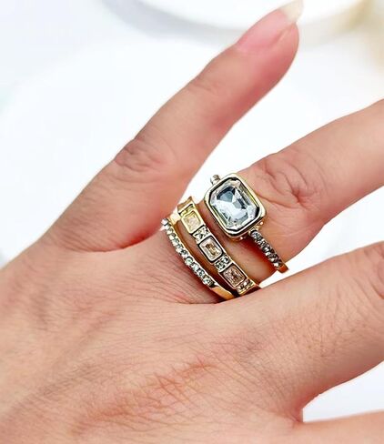 inenimartj خواتم الذهب تكويم للنساء غير تشويه العصرية مكعب زركونيا الإبهام الدائري مجموعة وعد خواتم الخطبة حجم 6-11 خواتم الذهب لذيذ للنساء الفتيات in Kuwait