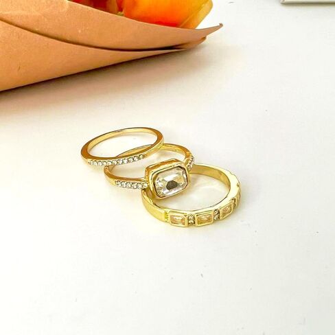 inenimartj خواتم الذهب تكويم للنساء غير تشويه العصرية مكعب زركونيا الإبهام الدائري مجموعة وعد خواتم الخطبة حجم 6-11 خواتم الذهب لذيذ للنساء الفتيات in Kuwait