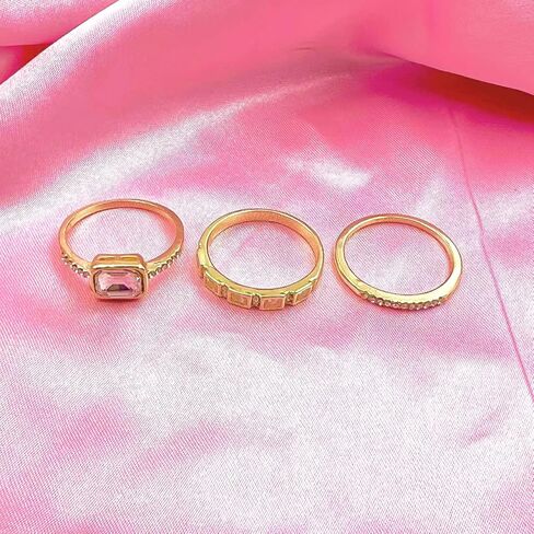 inenimartj خواتم الذهب تكويم للنساء غير تشويه العصرية مكعب زركونيا الإبهام الدائري مجموعة وعد خواتم الخطبة حجم 6-11 خواتم الذهب لذيذ للنساء الفتيات in Kuwait