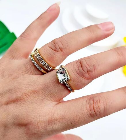 inenimartj خواتم الذهب تكويم للنساء غير تشويه العصرية مكعب زركونيا الإبهام الدائري مجموعة وعد خواتم الخطبة حجم 6-11 خواتم الذهب لذيذ للنساء الفتيات in Kuwait