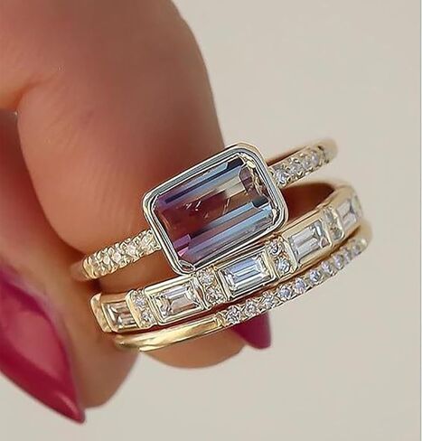 inenimartj خواتم الذهب تكويم للنساء غير تشويه العصرية مكعب زركونيا الإبهام الدائري مجموعة وعد خواتم الخطبة حجم 6-11 خواتم الذهب لذيذ للنساء الفتيات in Kuwait