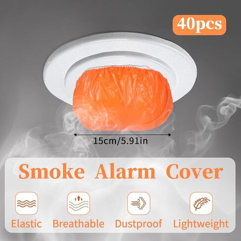 40 PCS Smoker Detector Cover Smoker Alarm Dust Paint Cover Fire Alarm Plastic Cover Thicken Elastic Smoker Alarm Paint Cover for Home Cooking or Baking in Saudi Arabia