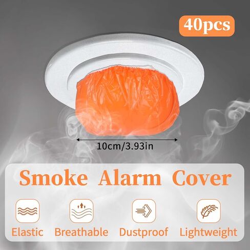 40 PCS Smoker Detector Cover Smoker Alarm Dust Paint Cover Fire Alarm Plastic Cover Thicken Elastic Smoker Alarm Paint Cover for Home Cooking or Baking in Saudi Arabia