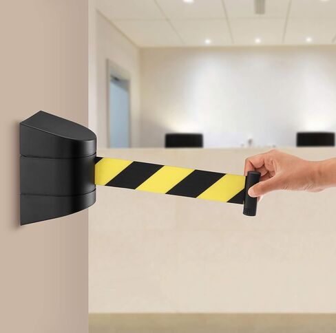 New Star Foodservice 1028867 Fixed Wall Mount Retractable Belt Barrier with ABS Case, Up to 32 feet, Black Belt in Saudi Arabia
