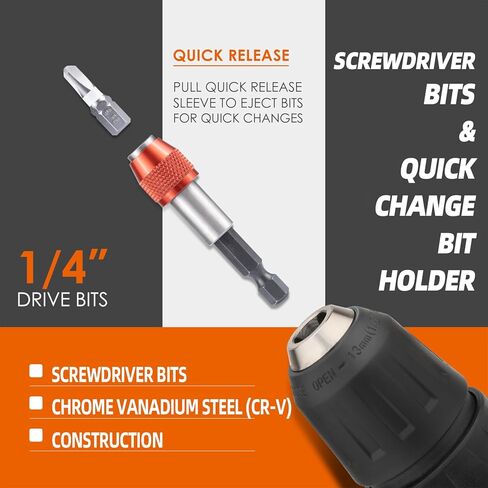 مجموعة لقم مفك براغي مكونة من 50 قطعة مع ظرف تغيير سريع في علبة متينة in Kuwait