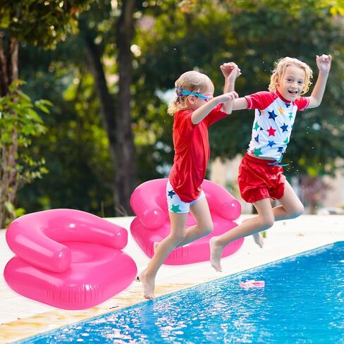 4 Pcs 28 Inch Inflatable Chairs Blow up Chairs Inflatable Couch Novelty Blow up Couch Seat Waterproof PVC Air Sofa Couch for Kids Beach 90s Party Camping, Picnics Party Supplies in Saudi Arabia