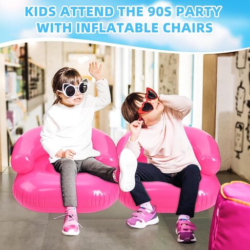 4 Pcs 28 Inch Inflatable Chairs Blow up Chairs Inflatable Couch Novelty Blow up Couch Seat Waterproof PVC Air Sofa Couch for Kids Beach 90s Party Camping, Picnics Party Supplies in Saudi Arabia