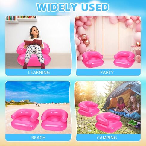 4 Pcs 28 Inch Inflatable Chairs Blow up Chairs Inflatable Couch Novelty Blow up Couch Seat Waterproof PVC Air Sofa Couch for Kids Beach 90s Party Camping, Picnics Party Supplies in Saudi Arabia