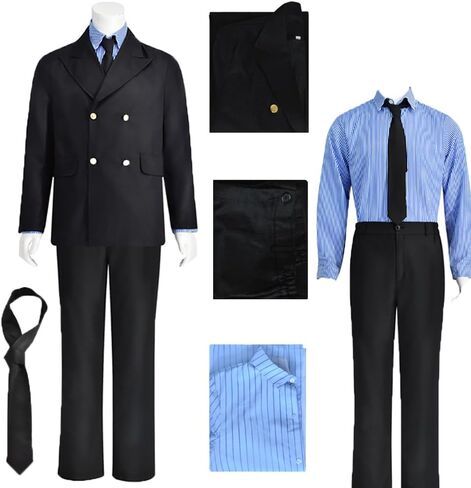 Sanji cosplay Costume Chef Sanji Uniform Black Suits Shirt Jacket with Wig in Saudi Arabia