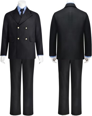 Sanji cosplay Costume Chef Sanji Uniform Black Suits Shirt Jacket with Wig in Saudi Arabia