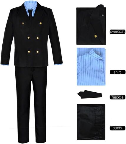 Sanji cosplay Costume Chef Sanji Uniform Black Suits Shirt Jacket with Wig in Saudi Arabia