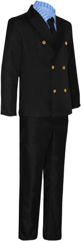 Sanji cosplay Costume Chef Sanji Uniform Black Suits Shirt Jacket with Wig in Saudi Arabia