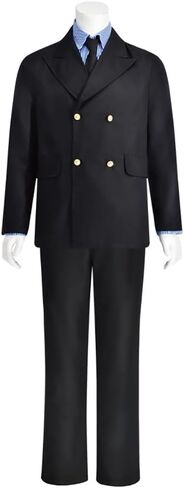Sanji cosplay Costume Chef Sanji Uniform Black Suits Shirt Jacket with Wig in Saudi Arabia