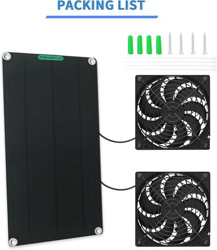 Solar Panel Fan Kit, Himino 10W Dual Fan with 6.5Ft/1.9 m Cable for Small Chicken Coops, Greenhouses, Doghouses,Sheds,Pet Houses, Window Exhaust in Saudi Arabia