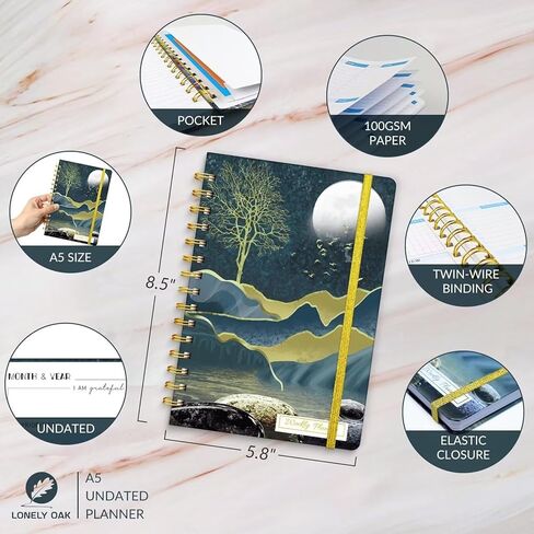 مخطط أسبوعي غير مؤرخ، مخطط تكوين العادات/تعزيز المهارات، جدول الأهداف الأسبوعية، مخطط أكاديمي، متتبع العادات لمدة 57 أسبوعًا، مخطط يومي غير مؤرخ، مجلة الامتنان (الطاووس الأخضر) in Kuwait