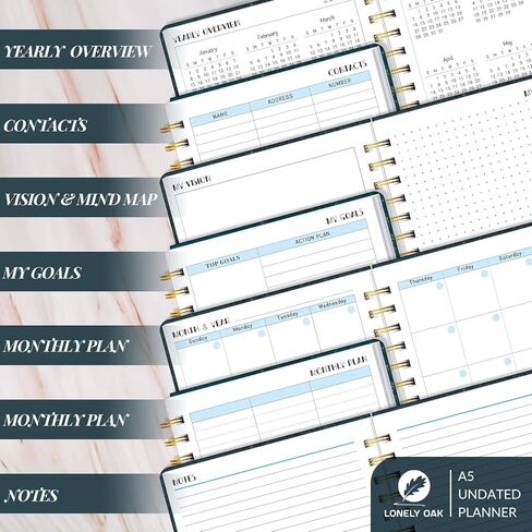 مخطط أسبوعي غير مؤرخ، مخطط تكوين العادات/تعزيز المهارات، جدول الأهداف الأسبوعية، مخطط أكاديمي، متتبع العادات لمدة 57 أسبوعًا، مخطط يومي غير مؤرخ، مجلة الامتنان (الطاووس الأخضر) in Kuwait