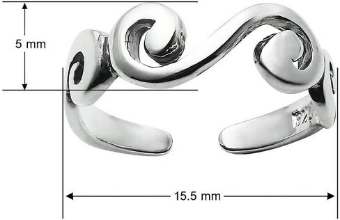 Silverline Jewelry 925 Sterling Silver Toe Ring, Infinity Symbol Adjustable Open Toe Ring in Kuwait