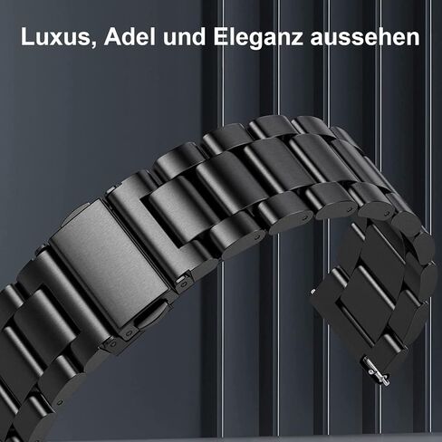 Quick Release Metal Stainless Steel Watch Band for Men 18mm 20mm 22mm Watch Strap with Adjustable Link Removal Black, Silver in Saudi Arabia