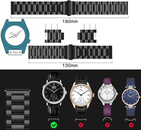 Quick Release Metal Stainless Steel Watch Band for Men 18mm 20mm 22mm Watch Strap with Adjustable Link Removal Black, Silver in Saudi Arabia