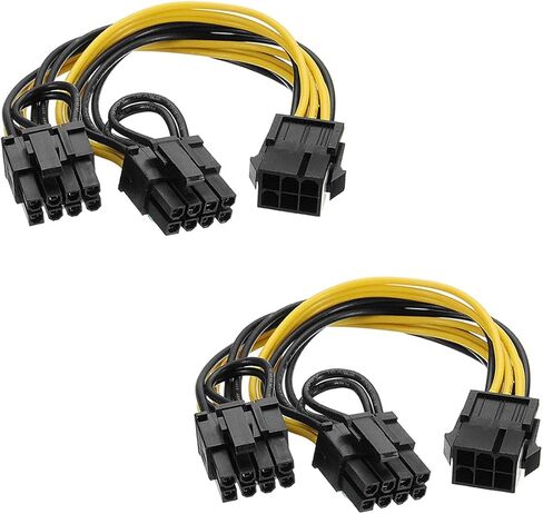 6 دبوس إلى ثنائي PCIe 8 Pin (6+2) بطاقة رسومات PCI Express محول الطاقة GPU VGA Y-Splitter تمديد كابل التعدين بطاقة الفيديو كابل الطاقة 9 بوصات 2 حزمة in Kuwait