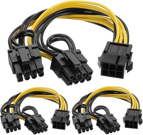 6 دبوس إلى ثنائي PCIe 8 Pin (6+2) بطاقة رسومات PCI Express محول الطاقة GPU VGA Y-Splitter تمديد كابل التعدين بطاقة الفيديو كابل الطاقة 9 بوصات 2 حزمة in Kuwait