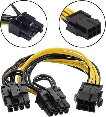 6 دبوس إلى ثنائي PCIe 8 Pin (6+2) بطاقة رسومات PCI Express محول الطاقة GPU VGA Y-Splitter تمديد كابل التعدين بطاقة الفيديو كابل الطاقة 9 بوصات 2 حزمة in Kuwait