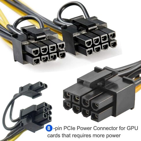 6 دبوس إلى ثنائي PCIe 8 Pin (6+2) بطاقة رسومات PCI Express محول الطاقة GPU VGA Y-Splitter تمديد كابل التعدين بطاقة الفيديو كابل الطاقة 9 بوصات 2 حزمة in Kuwait