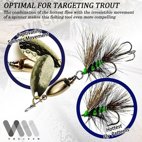 Trout Lures Rooster Bait Tail Fishing Lures, Brass Fishing Spinner baits for Bass Trout Pike, Trout Spinnerbaits Trout Fishing Gear for Freshwater Saltwater, Fishing Gifts for Men in Saudi Arabia
