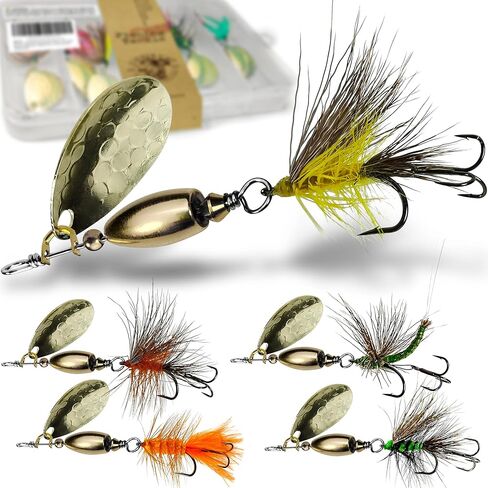 Trout Lures Rooster Bait Tail Fishing Lures, Brass Fishing Spinner baits for Bass Trout Pike, Trout Spinnerbaits Trout Fishing Gear for Freshwater Saltwater, Fishing Gifts for Men in Saudi Arabia
