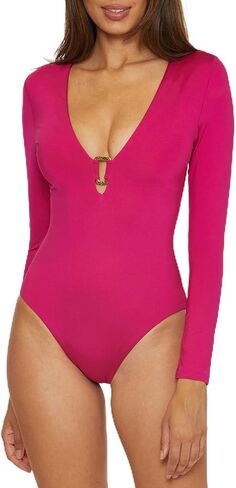 Trina Turk Women's Standard Monaco Paddle One Piece Swimsuit, Plunge Neck, Long Sleeve, Bathing Suits in Kuwait