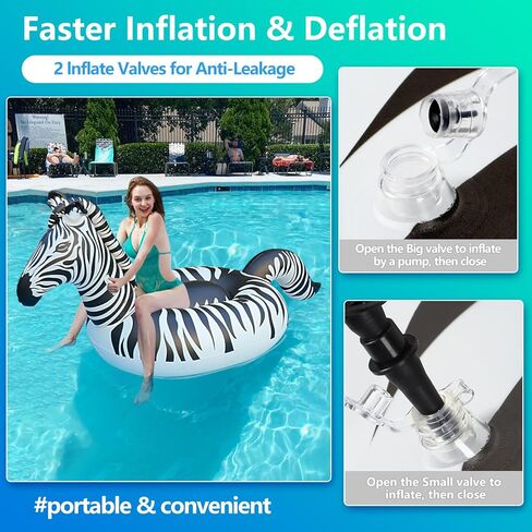 Inflatable Pool Floats Adult, Zebra Pool Float w/Solar Lights, Thicken PVC Large Pool Floats with Cup Holder&2 Handles, Glow in The Dark Pool Floaties Lounger for Pool Party Summer Water Fun in Kuwait
