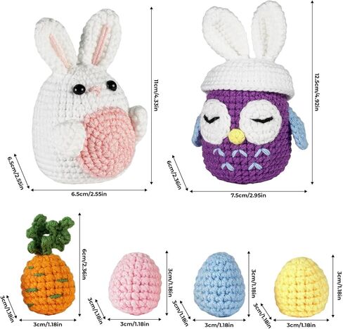 NUOLAN Crochet Kit for Beginners, Owl, Rabbit Crochet Kits for Kids and Adults Include Yarn, Step-by-Step Videos Tutorials, and a Crochet Hook - Crochet Animal Kit DIY Knitting Supplies in Saudi Arabia
