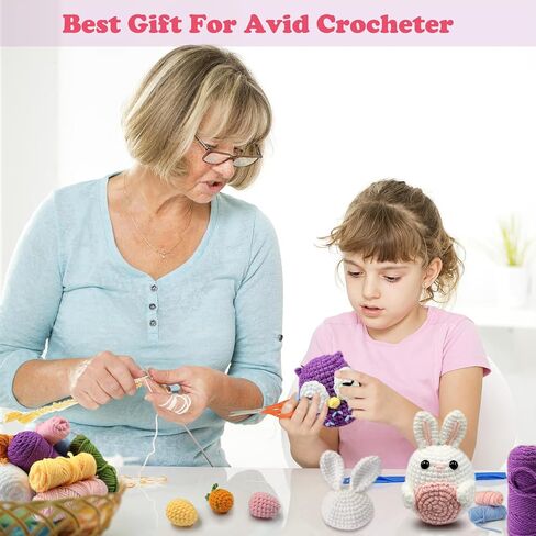 NUOLAN Crochet Kit for Beginners, Owl, Rabbit Crochet Kits for Kids and Adults Include Yarn, Step-by-Step Videos Tutorials, and a Crochet Hook - Crochet Animal Kit DIY Knitting Supplies in Saudi Arabia