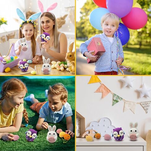 NUOLAN Crochet Kit for Beginners, Owl, Rabbit Crochet Kits for Kids and Adults Include Yarn, Step-by-Step Videos Tutorials, and a Crochet Hook - Crochet Animal Kit DIY Knitting Supplies in Saudi Arabia