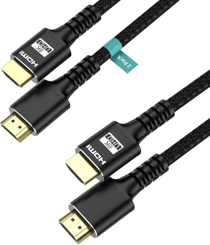 8K HDMI Cable 3FT 2Pack, HDMI 2.1 48Gbps HDMI to HDMI Cable Support 8K@60Hz 4K@120Hz 1080P HDCP 2.2, HDR, 3D, ARC & Ethernet Compatible with Roku TV PS5 HDTV Blu-ray Xbox PS4 PS5 in Saudi Arabia